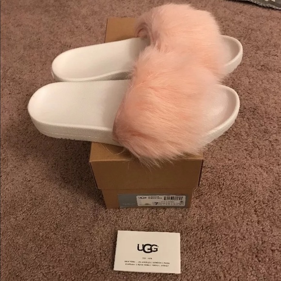 UGG Shoes - Ugg royale 7 pink fur slides sandals new flip flop